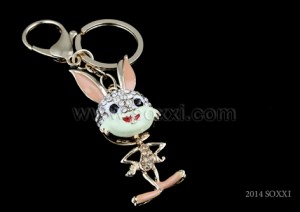 Diamond Studded Key Chain - Rabbit Design - Brown Color