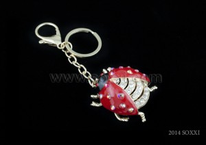 Diamond Studded Key Chain - Lady Bug Deisgn - Red Color