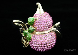 Diamond Studded Key Chain - Gourd Design - Pink Color