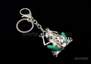 Diamond Studded Key Chain - Frog Design - Green Color
