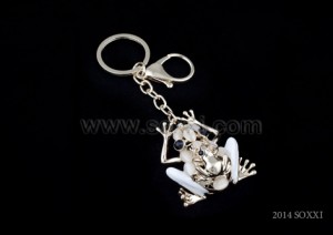 Diamond Studded Key Chain - Frog Design - White Color