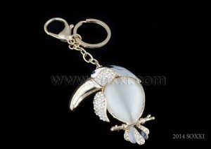Diamond Studded Key Chain - Toucan Design - Black Color
