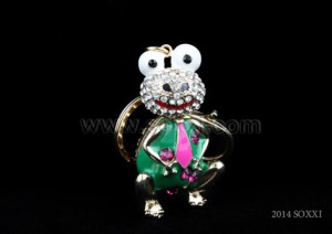 Diamond Studded Key Chain - Frog Design - Green Color