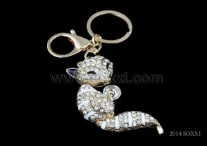 Diamond Studded Key Chain - Fox Design - White Color